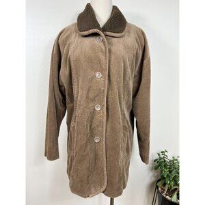 J.Jill Womens Brown‎ Corduroy Fleece Collar Jacket